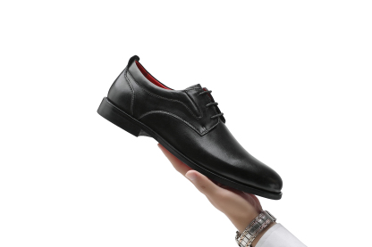 APORO MARC Black Smooth Polished Plain Toe Oxford Dress Shoes for Men