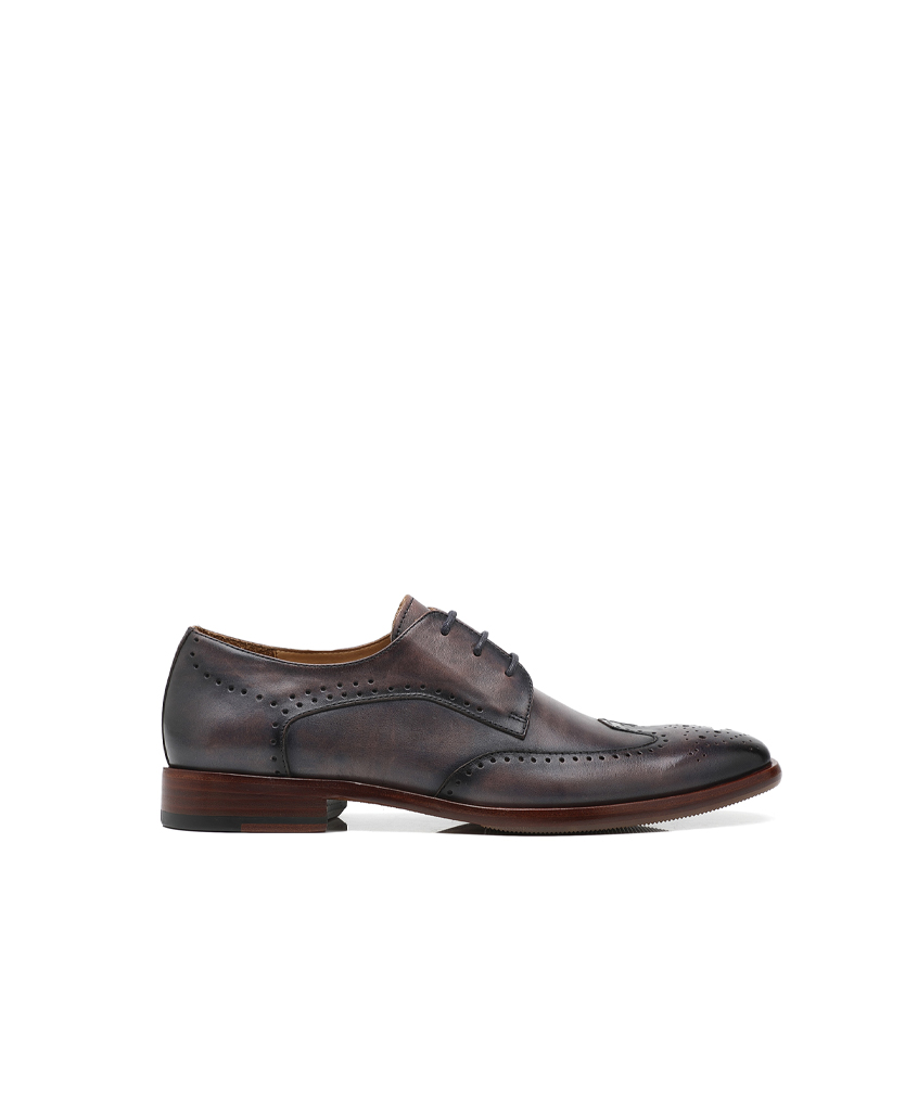 APORO MARC Taupe Brown Adelaide Oxford Dress Shoes in Hand Burnished Leather for Men