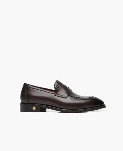 APORO MARC Classic Burnished Croc-Embossed Penny Loafers for Men