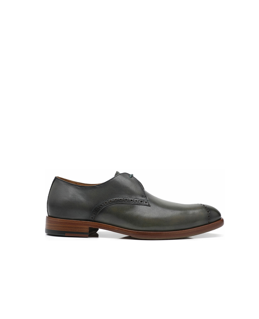 APORO MARC Dark Green Hand Burnished Leather Wholecut Oxford Dress Shoes for Men