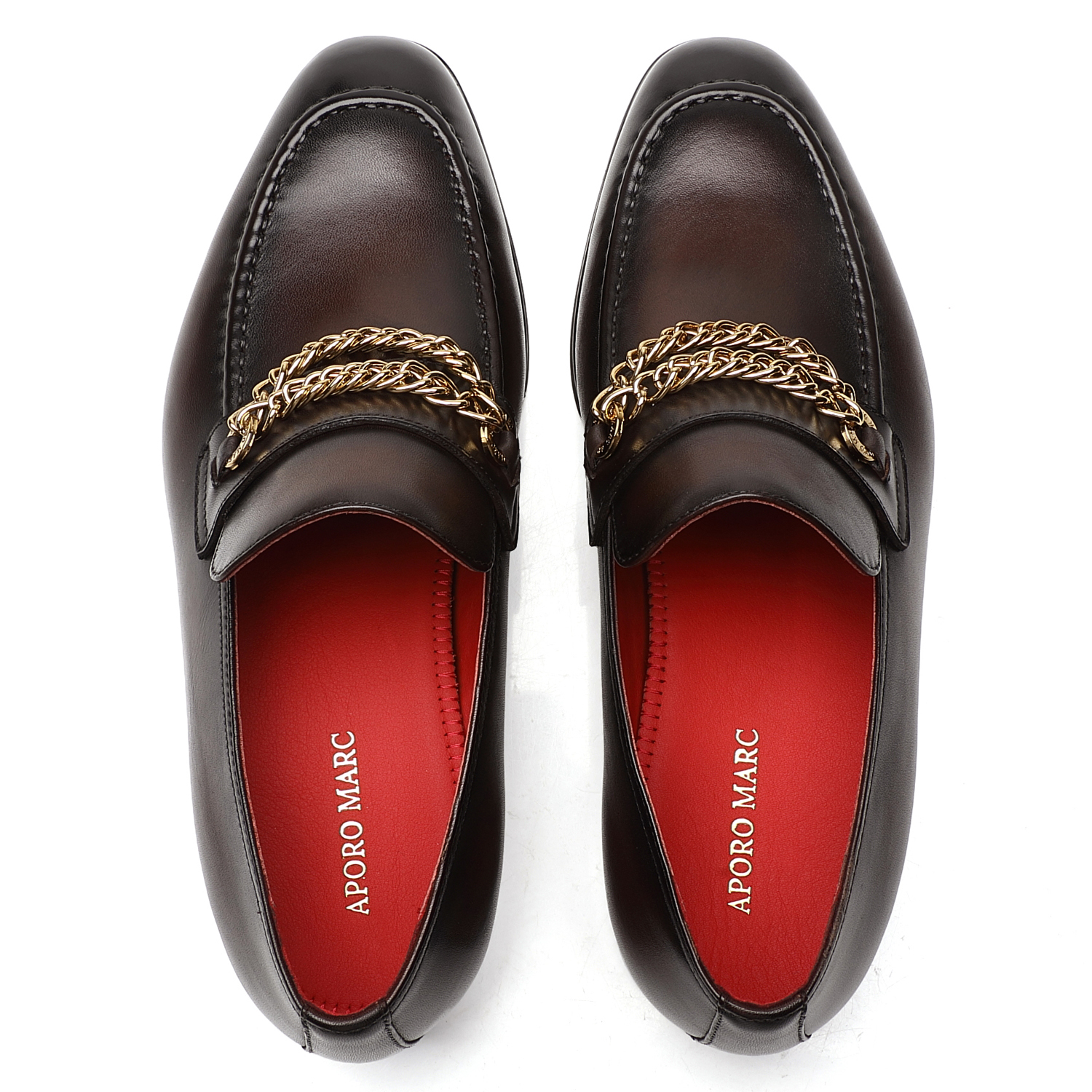 Aporomarc 2026 Classic Burnished Chain Loafers for Men