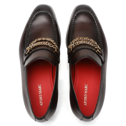 Aporomarc 2026 Classic Burnished Chain Loafers for Men