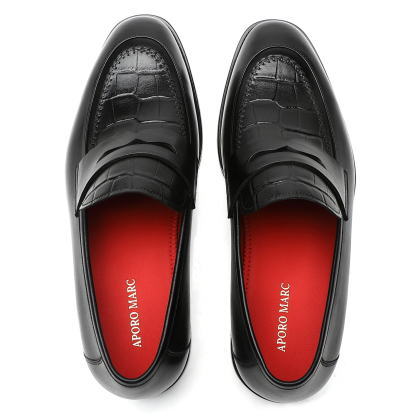 Aporomarc 2026 Classic Croc-Embossed Penny Loafers for Men