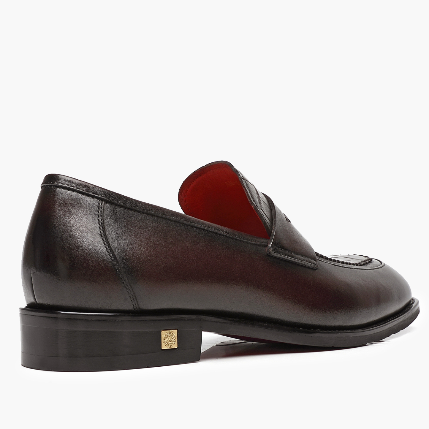 Aporomarc 2026 Classic Burnished Croc-Embossed Penny Loafers for Men