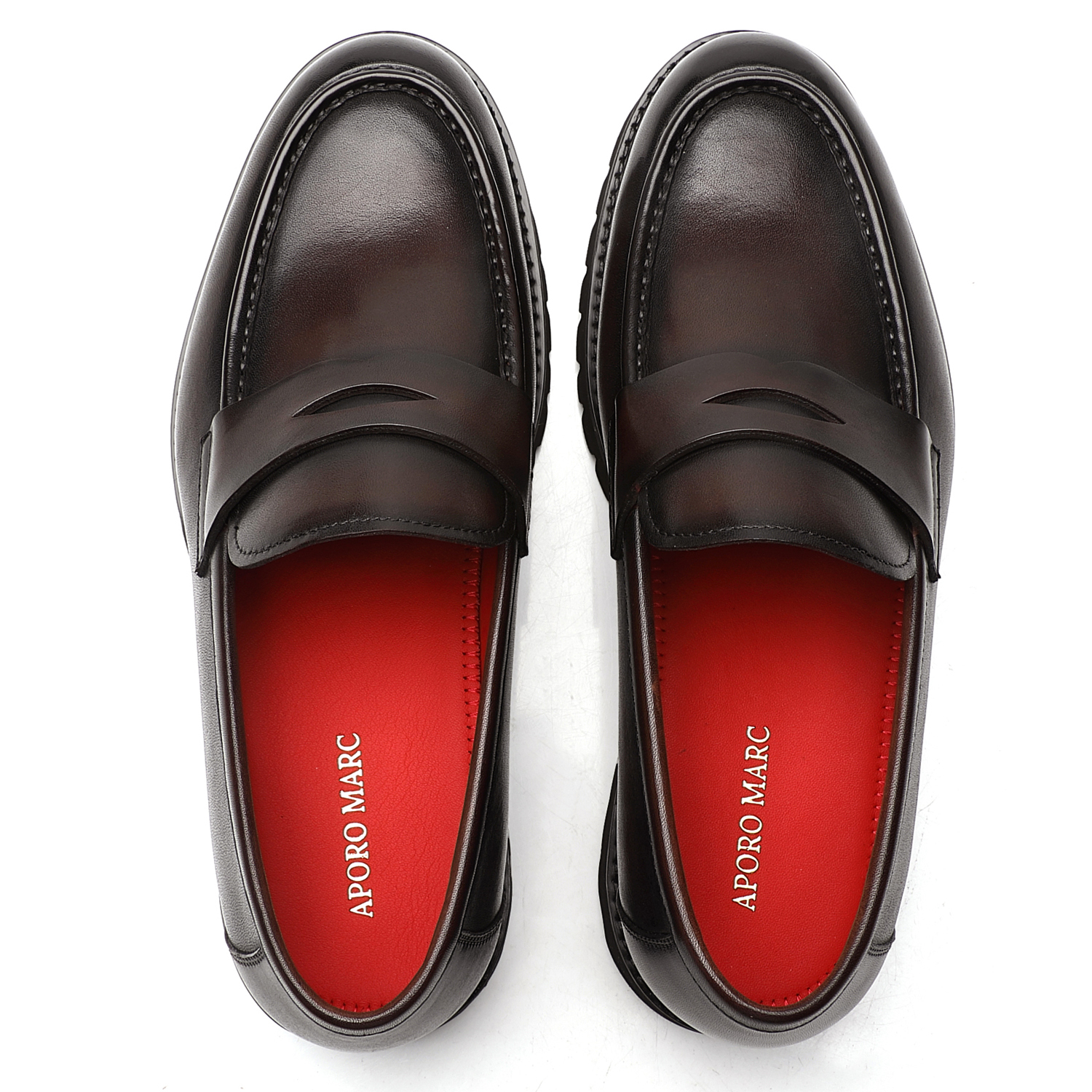 Aporomarc 2026 Classic Burnished Chunky Sole Penny Loafers for Men