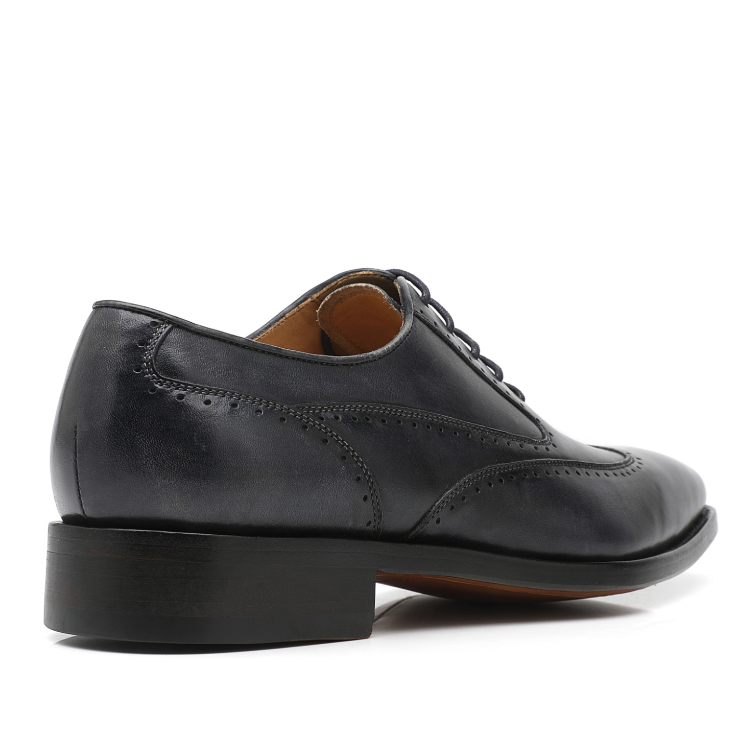 APORO MARC Men's Black Hand Patina Full Brogue Oxford Dress Shoes