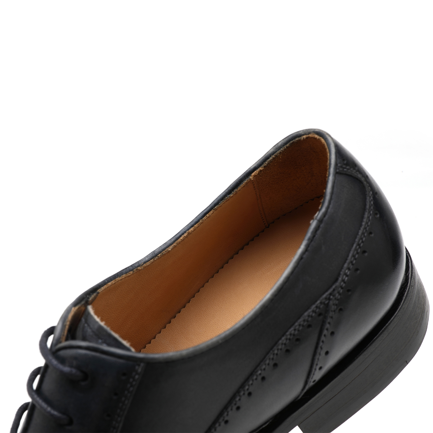 APORO MARC Men's Black Hand Patina Full Brogue Oxford Dress Shoes