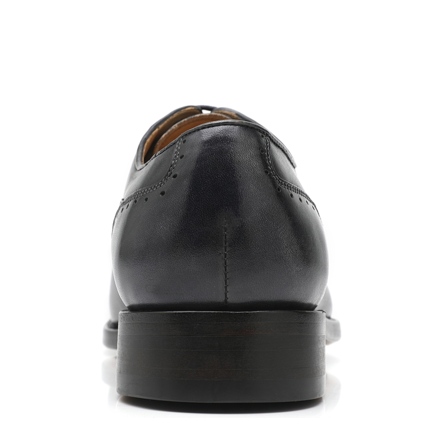 APORO MARC Men's Black Hand Patina Full Brogue Oxford Dress Shoes