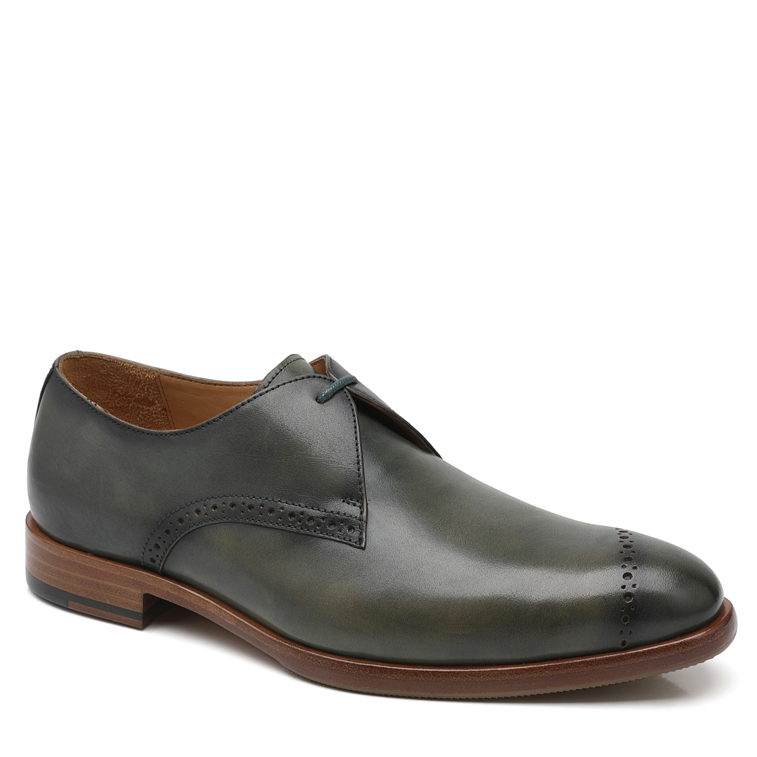 APORO MARC Dark Green Hand Burnished Leather Wholecut Oxford Dress Shoes for Men