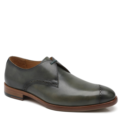 APORO MARC Dark Green Hand Burnished Leather Wholecut Oxford Dress Shoes for Men