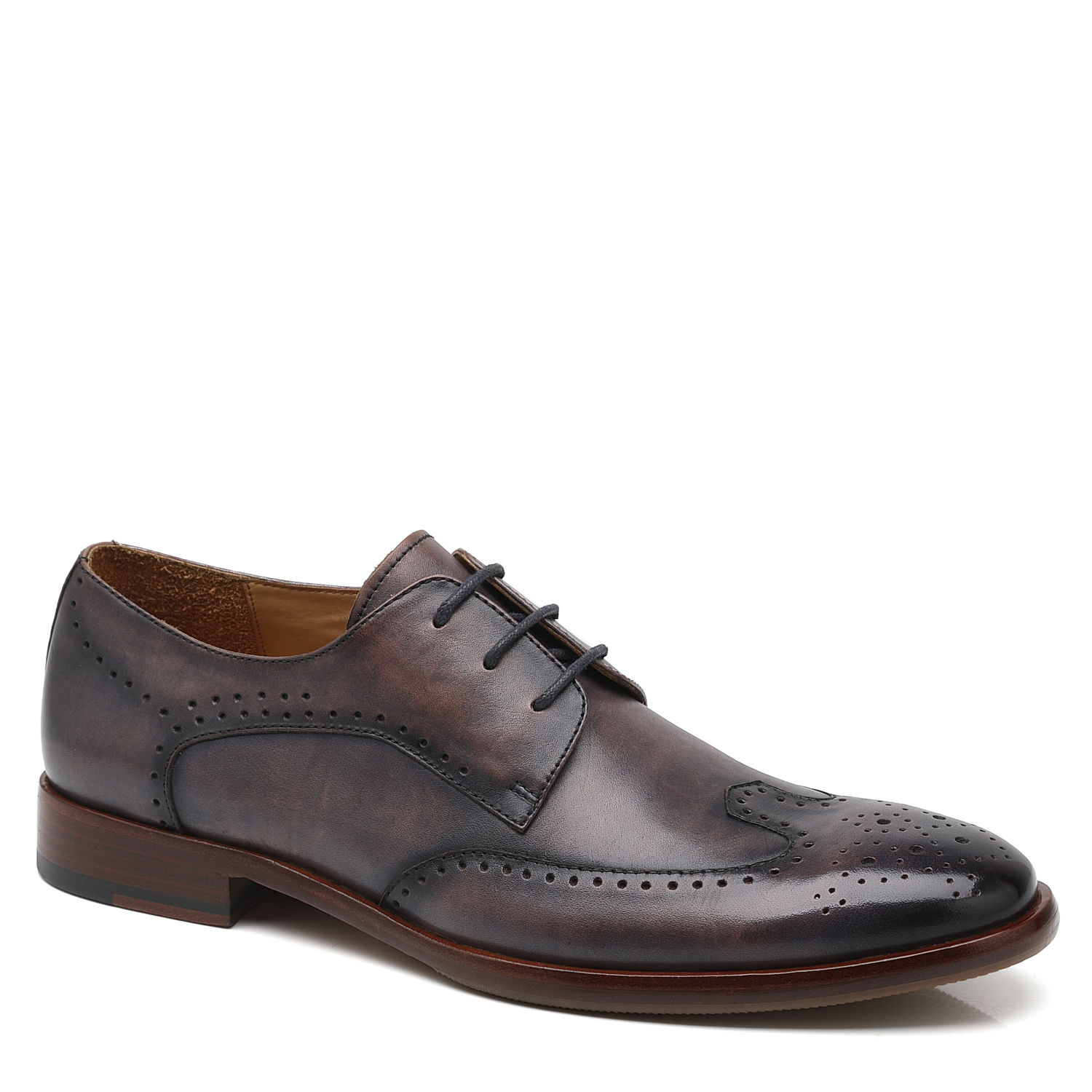 APORO MARC Taupe Brown Adelaide Oxford Dress Shoes in Hand Burnished Leather for Men
