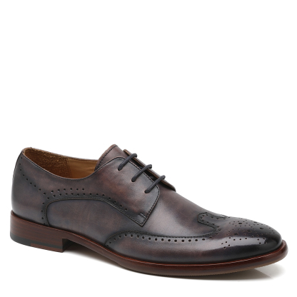 APORO MARC Taupe Brown Adelaide Oxford Dress Shoes in Hand Burnished Leather for Men