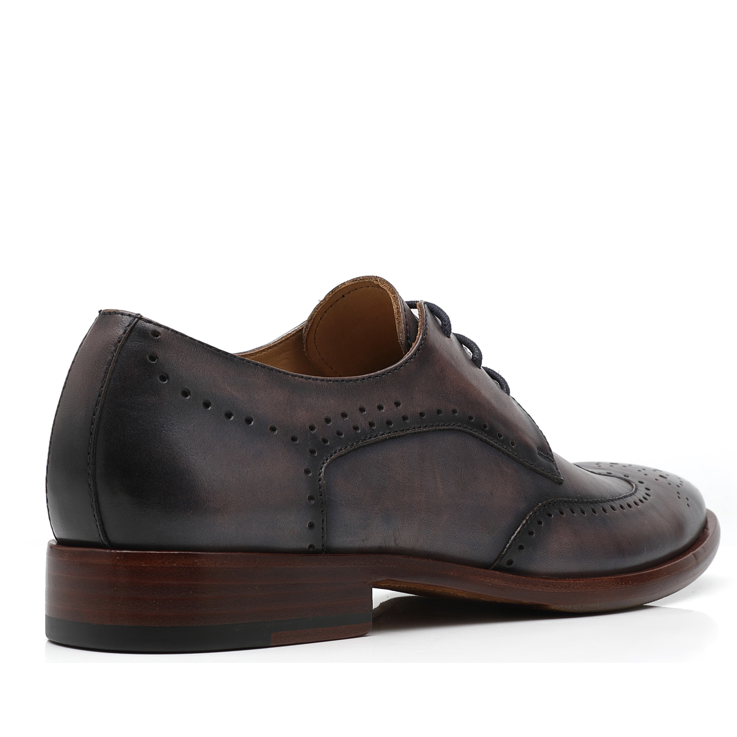 APORO MARC Taupe Brown Adelaide Oxford Dress Shoes in Hand Burnished Leather for Men