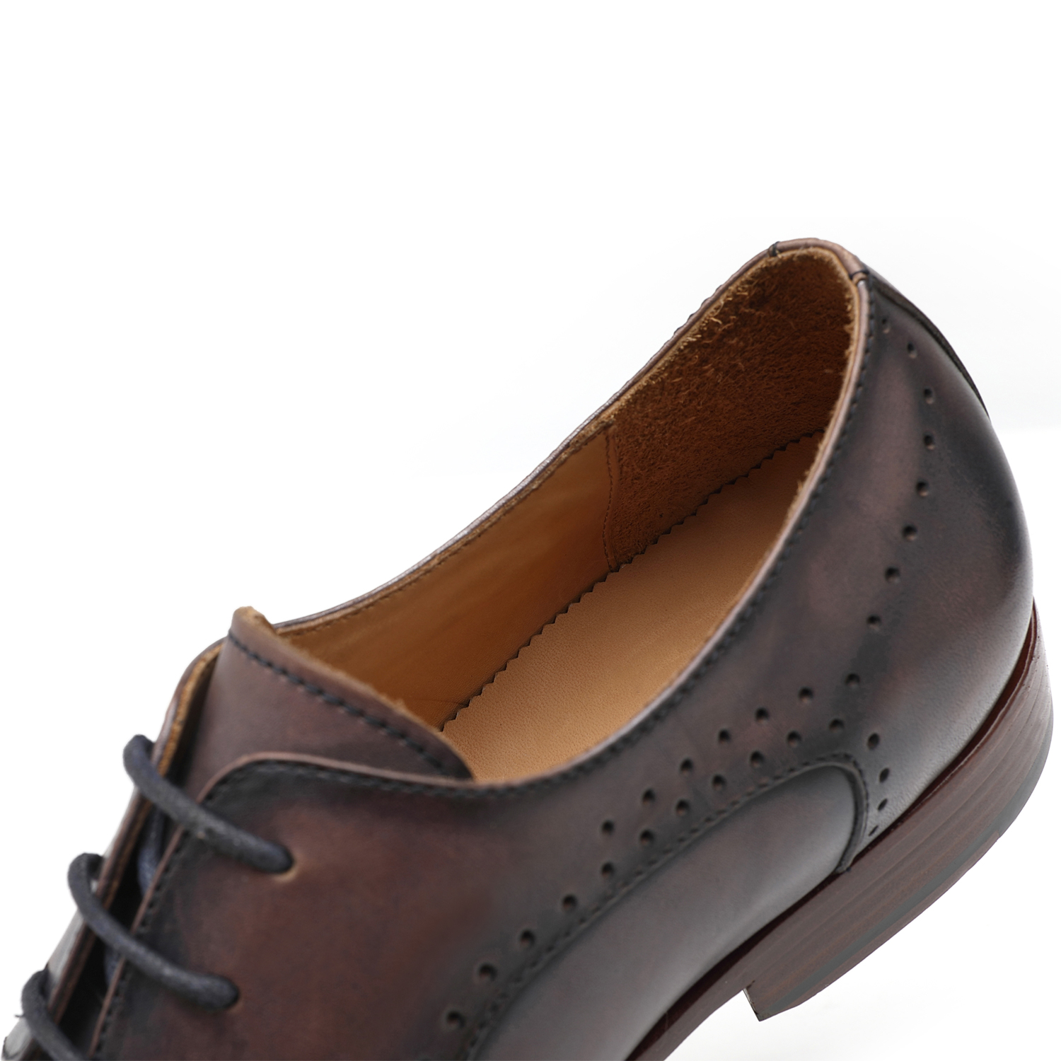 APORO MARC Taupe Brown Adelaide Oxford Dress Shoes in Hand Burnished Leather for Men
