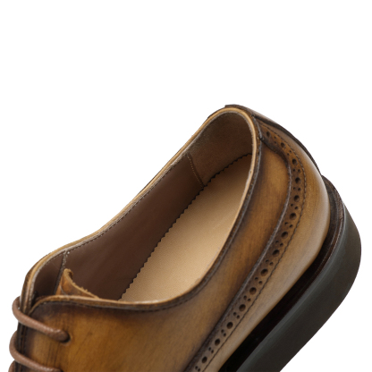 APORO MARC Men's Patina Tan Cap Toe Brogue Oxford Shoes