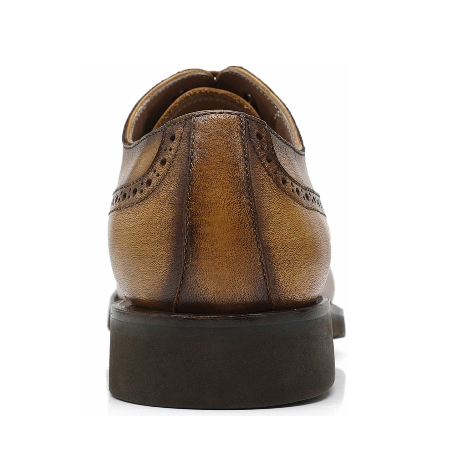 APORO MARC Men's Patina Tan Cap Toe Brogue Oxford Shoes