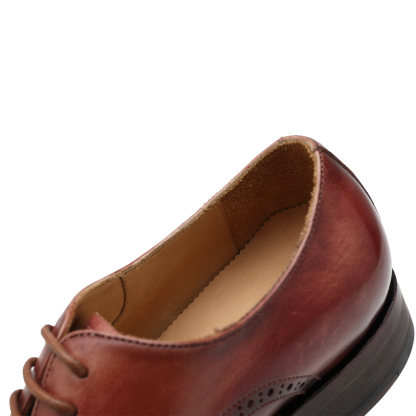 APORO MARC Men's Burgundy Hand Patina Semi Brogue Oxford Dress Shoes