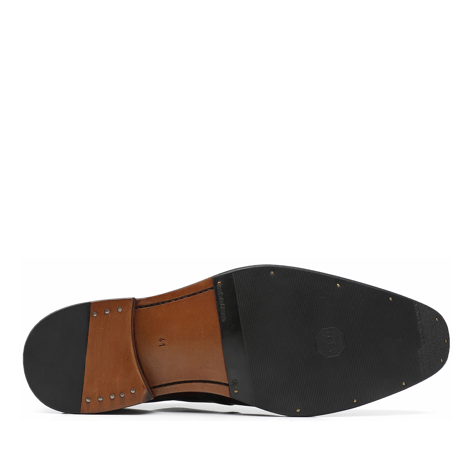 APORO MARC Dark Brown Hand Patina Single Monk Strap Leather Shoes for Men