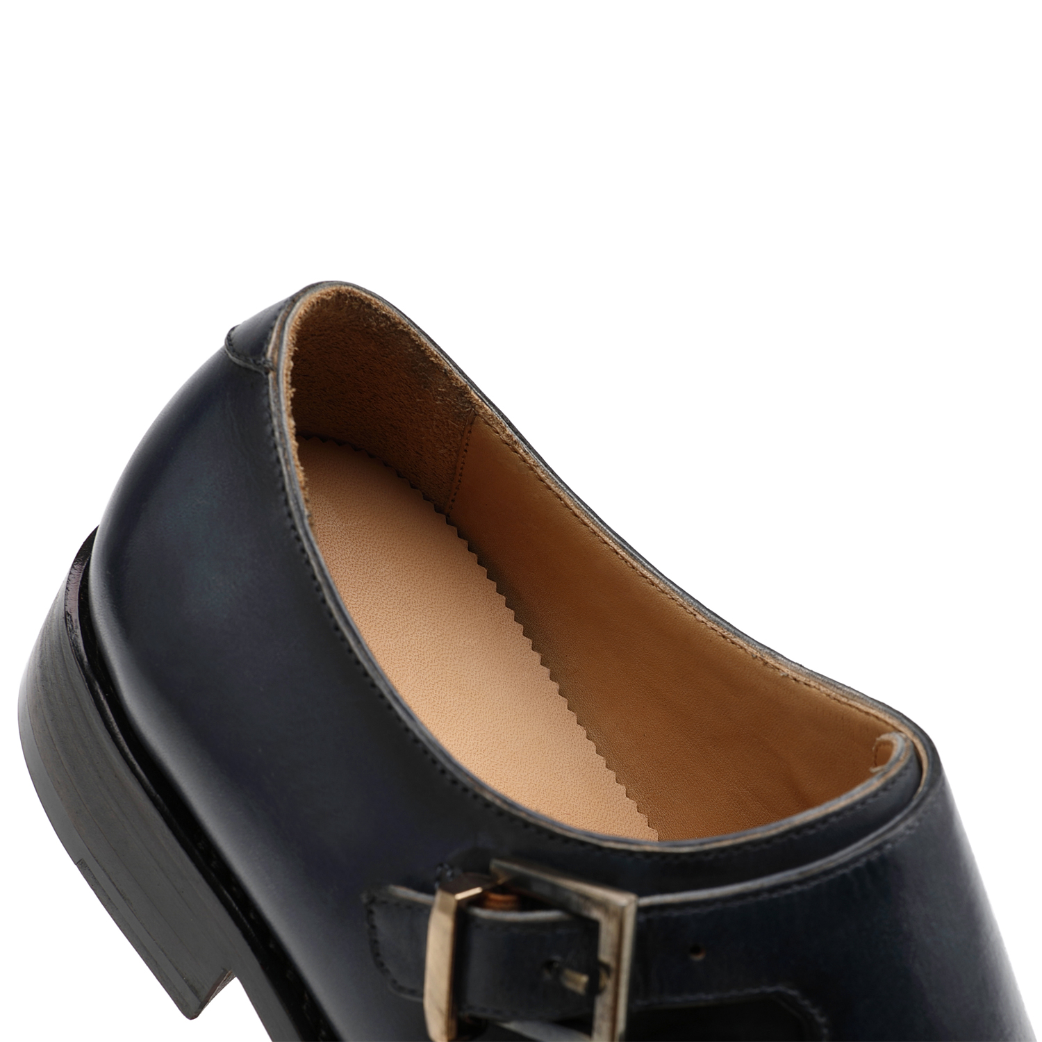 APORO MARC Navy Hand Patina Double Monk Strap Business Shoes for Men