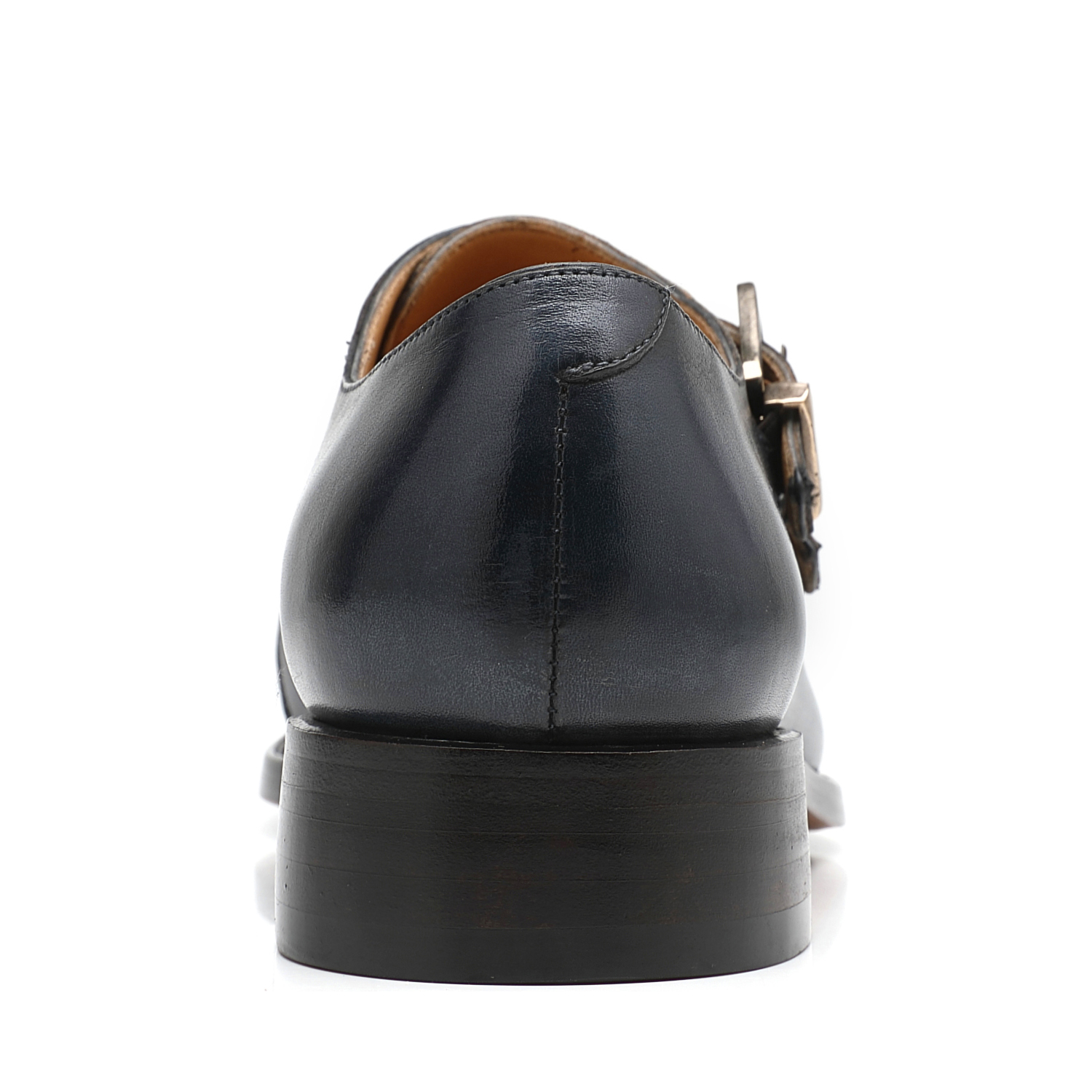 APORO MARC Navy Hand Patina Double Monk Strap Business Shoes for Men
