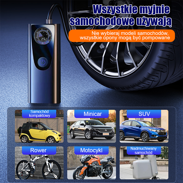 Przenośna pompka samochodowa o dużej mocy