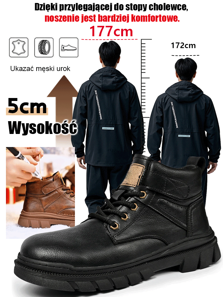 Męskie wysokie buty Martin z wełny