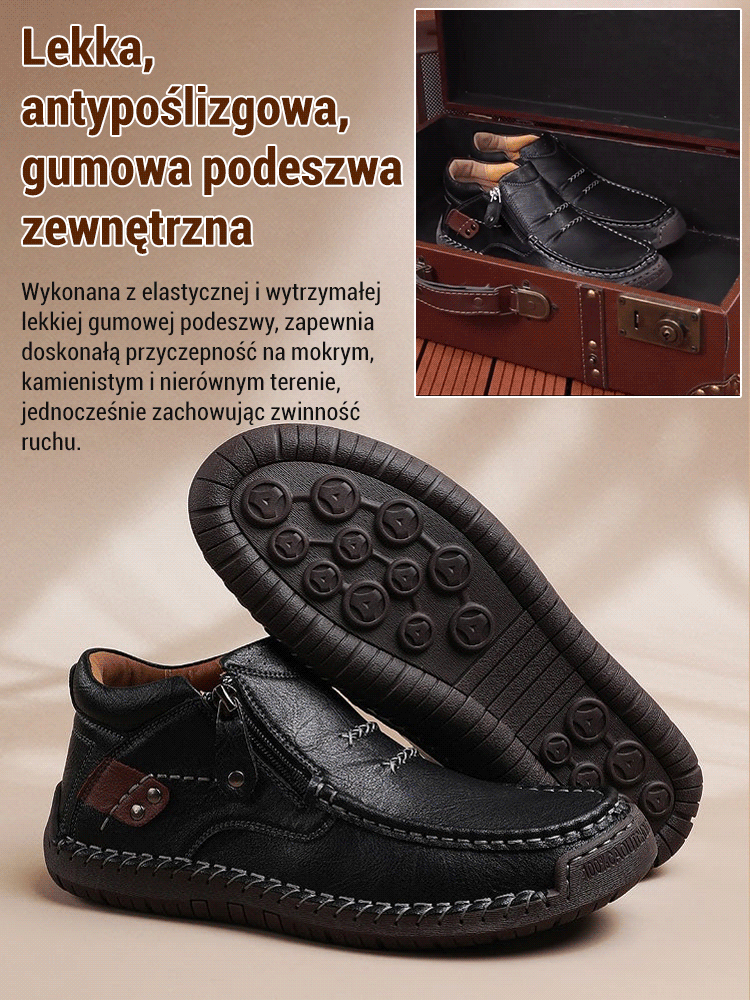 Ręcznie wykonane eleganckie skórzane męskie buty