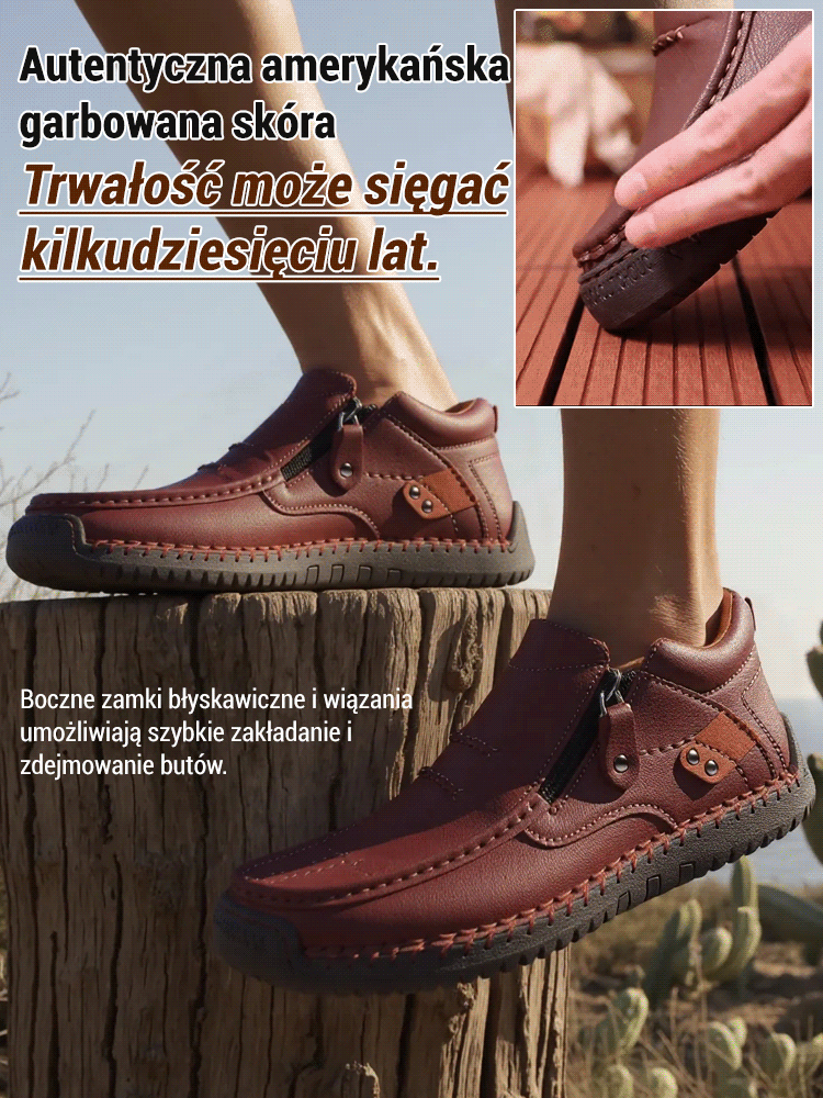 Ręcznie wykonane eleganckie skórzane męskie buty