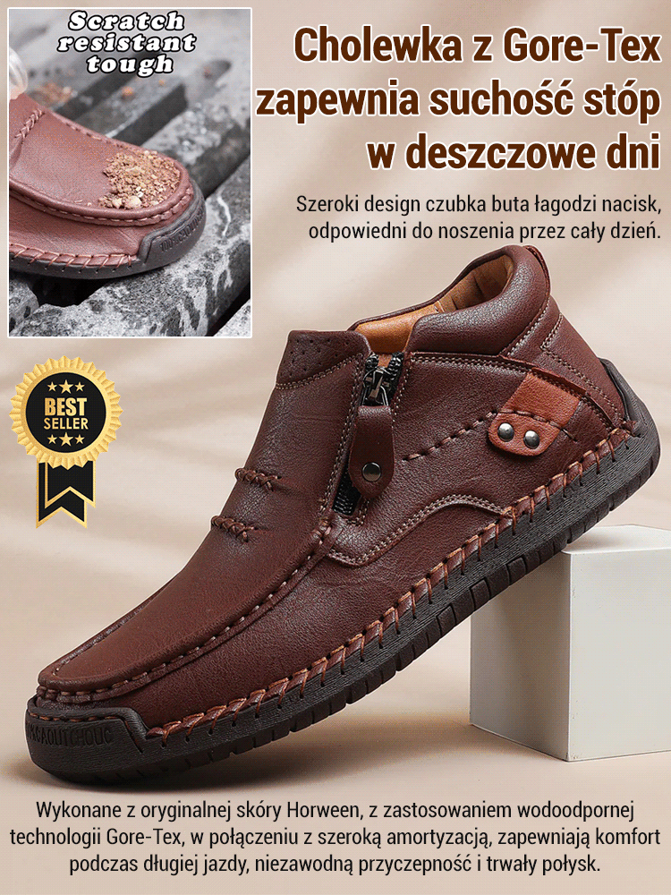 Ręcznie wykonane eleganckie skórzane męskie buty