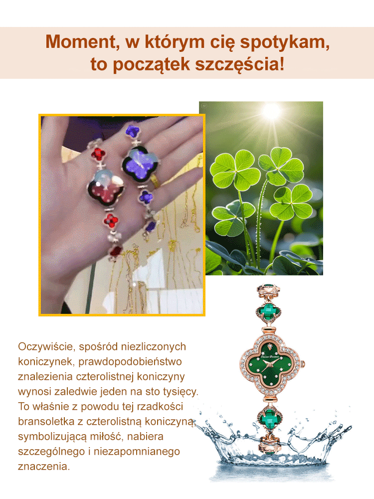 Szmaragdowa bransoletka z koniczyną.