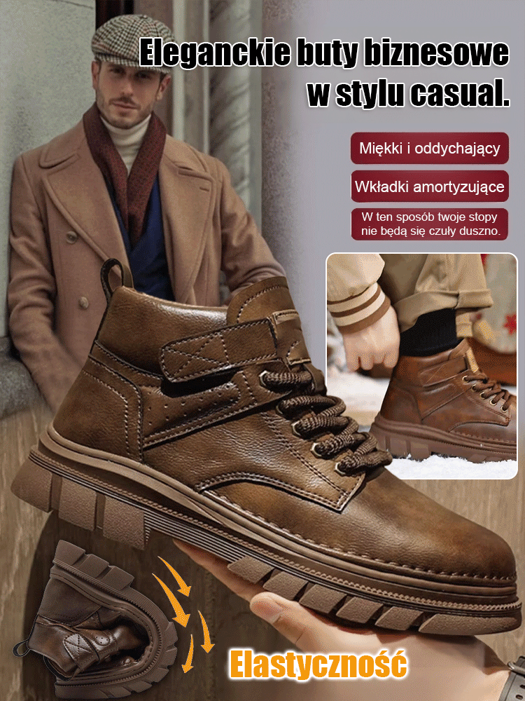 Męskie wysokie buty Martin z wełny