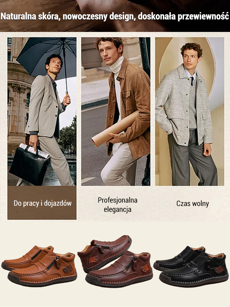 Ręcznie wykonane eleganckie skórzane męskie buty