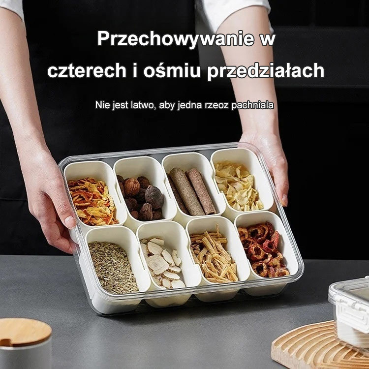 Przenośne pudełko do przechowywania z wieloma przegródkami i funkcją utrzymania świeżośc