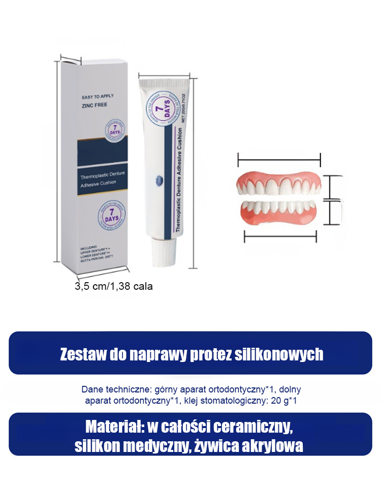 Zestaw kosmetycznych protez zębowych