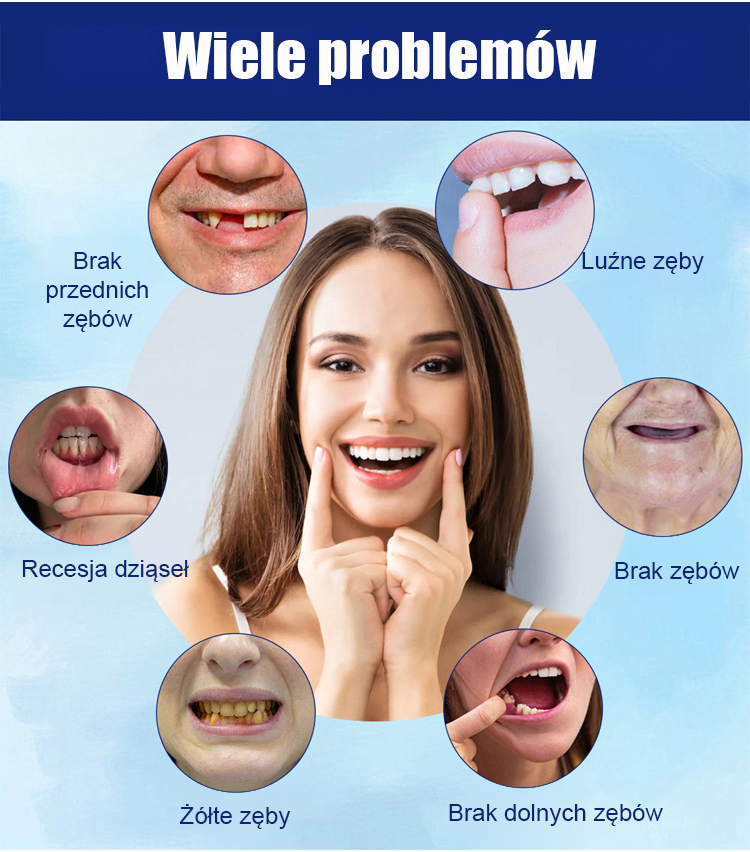 Zestaw kosmetycznych protez zębowych