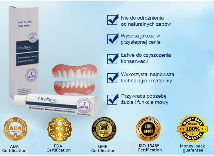 Zestaw kosmetycznych protez zębowych