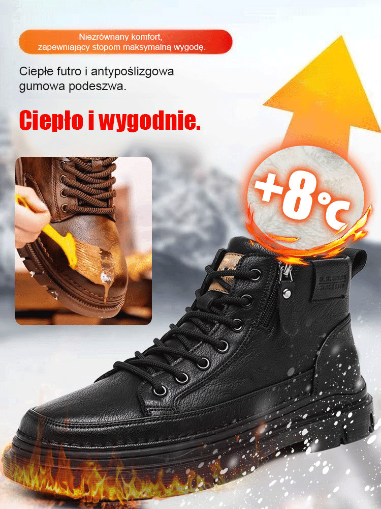 Męskie wysokie buty Martin z wełny