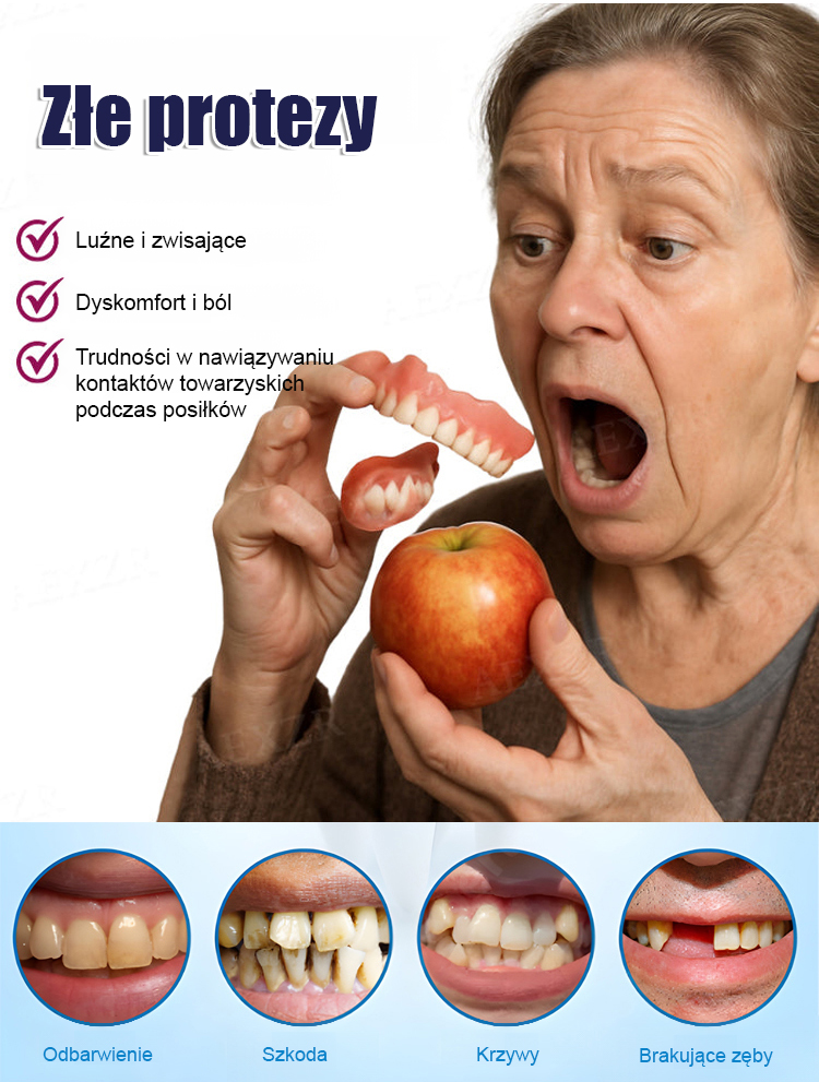 Zestaw kosmetycznych protez zębowych