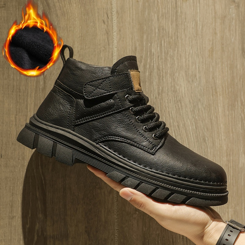 Męskie wysokie buty Martin z wełny
