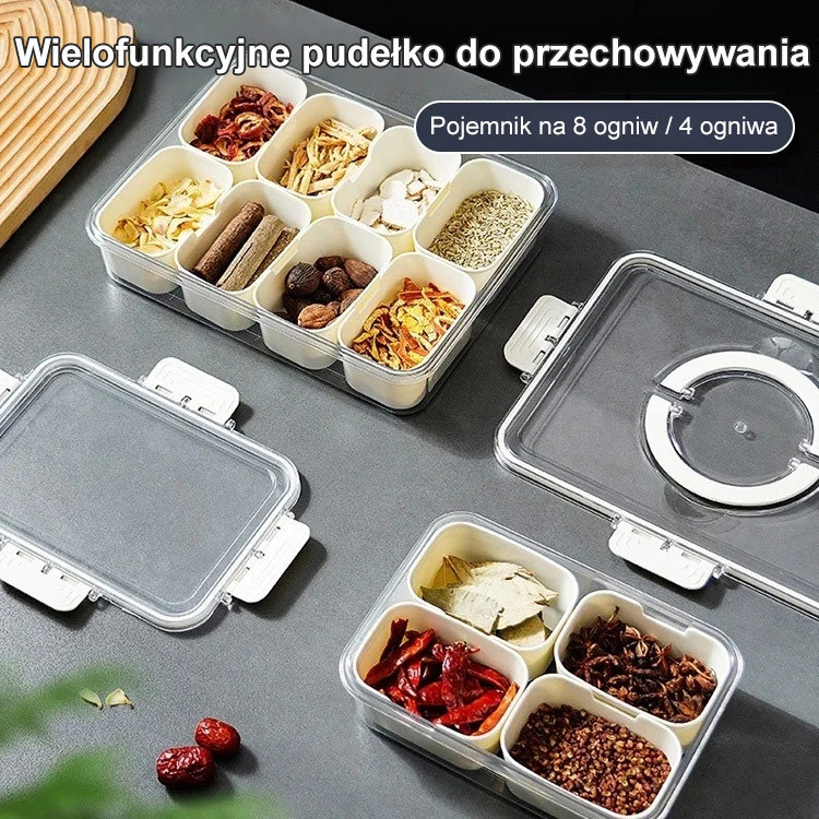 Przenośne pudełko do przechowywania z wieloma przegródkami i funkcją utrzymania świeżośc
