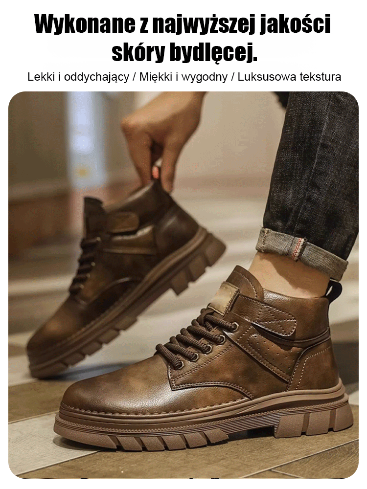 Męskie wysokie buty Martin z wełny