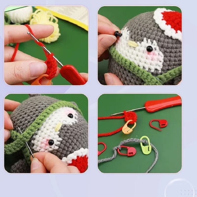 Cute Penguin Crochet Animal Non-finished Beginner Crochet Suit Yarn Knitting Suit Polyester Fiber Crochet Starter Kit Process - Mood Moor