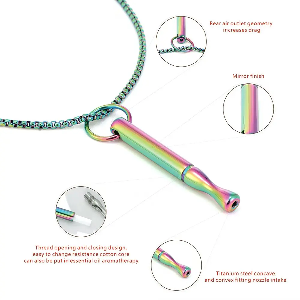 A yoga meditation necklace accessory with a breathing - resistance whistle to aid in cardiopulmonary function exercise - Mood Moor
