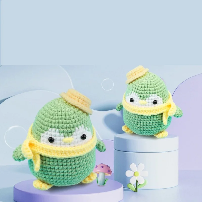 Cute Penguin Crochet Animal Non-finished Beginner Crochet Suit Yarn Knitting Suit Polyester Fiber Crochet Starter Kit Process - Mood Moor