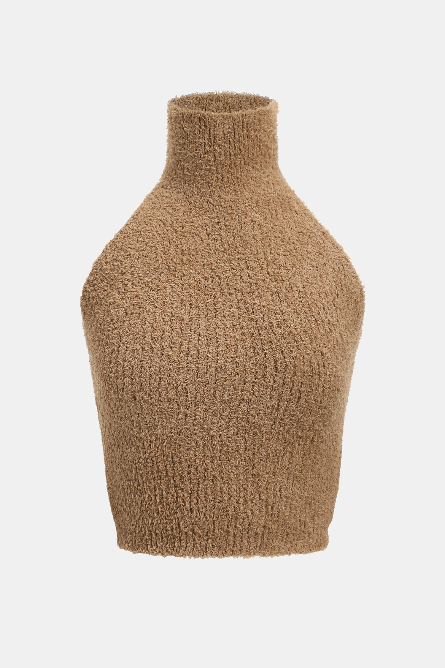 Brown Turtleneck Puff Sleeve Sweater Set