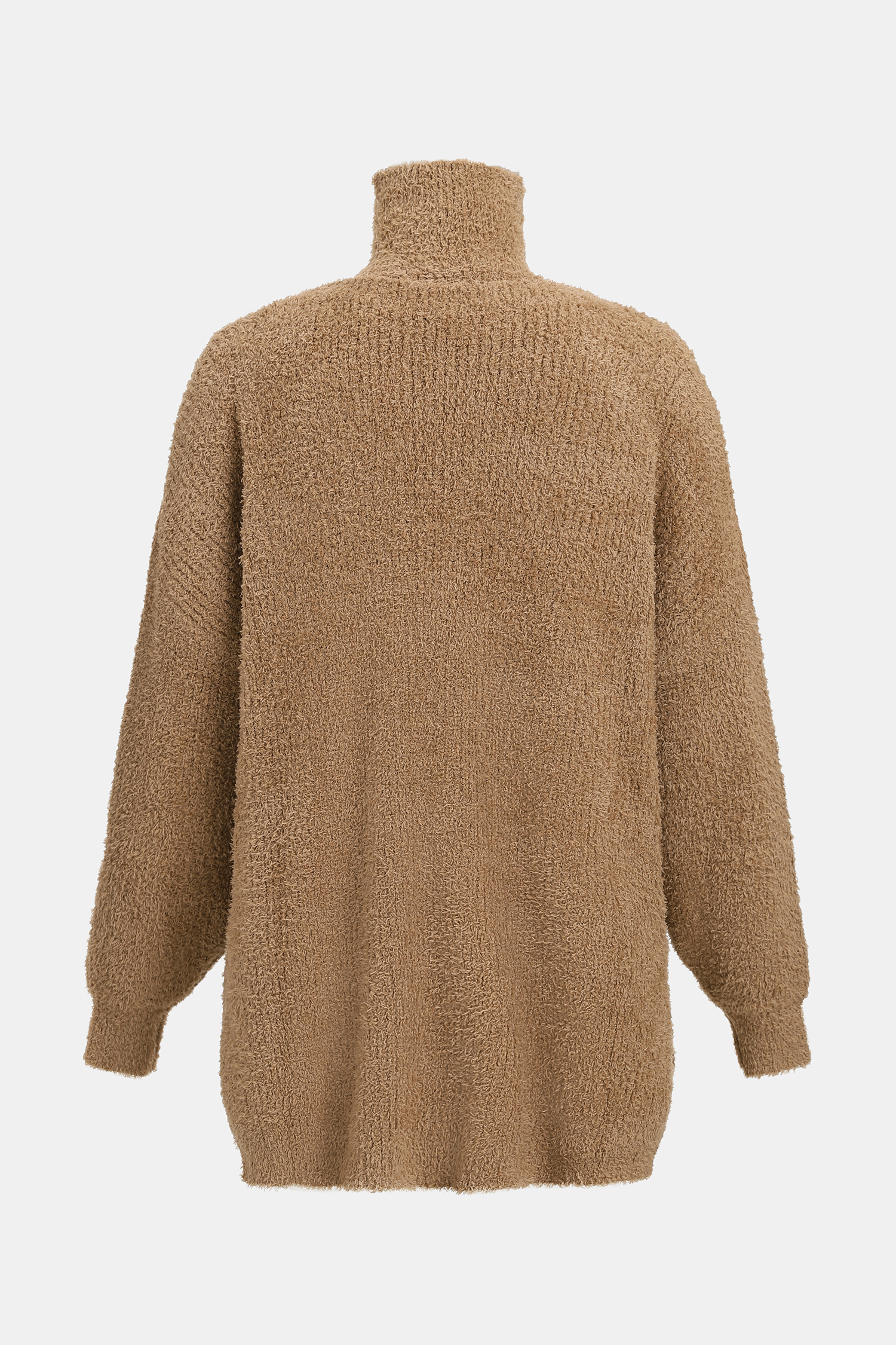 Brown Turtleneck Puff Sleeve Sweater Set
