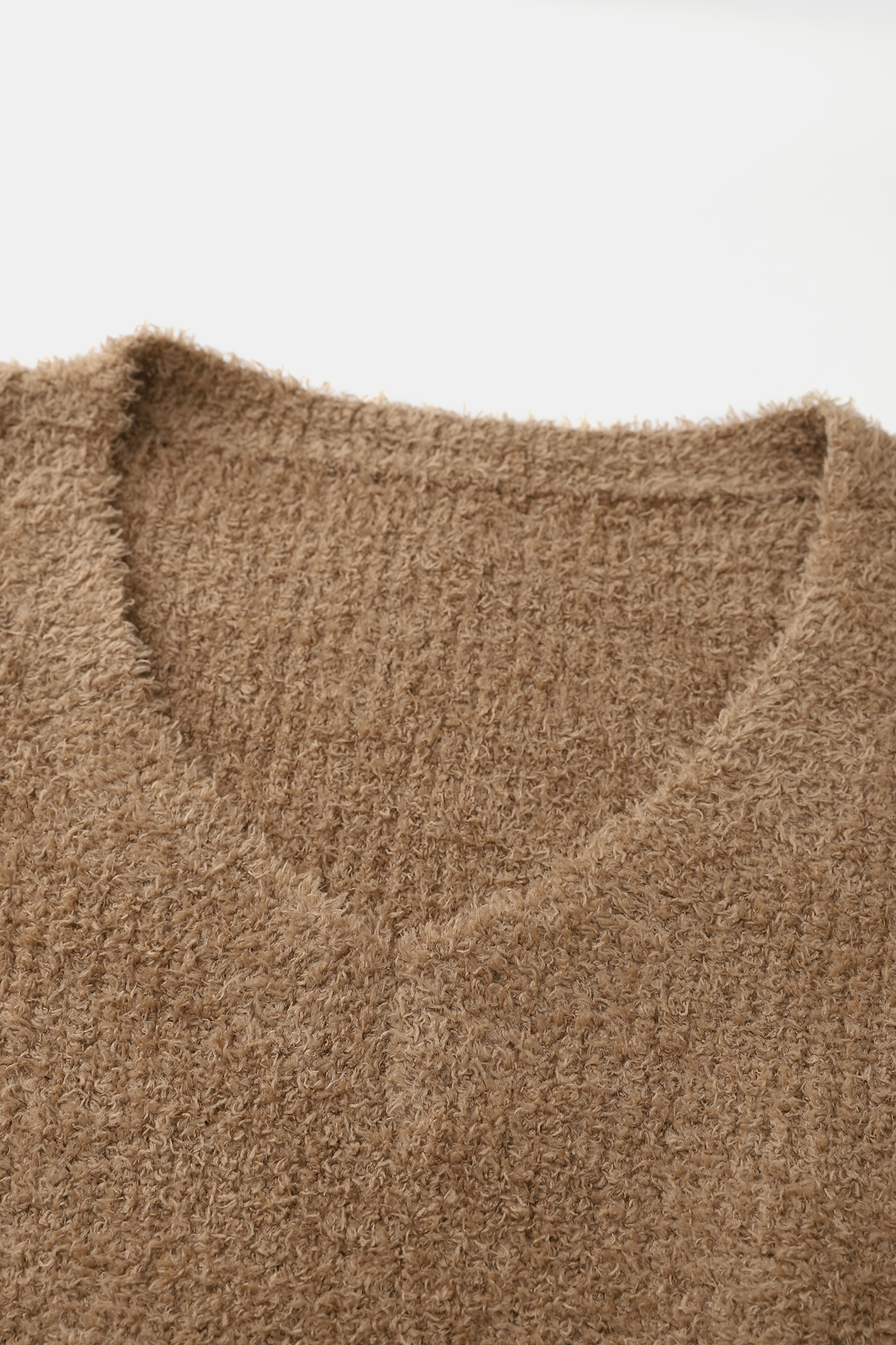 Brown Turtleneck Puff Sleeve Sweater Set