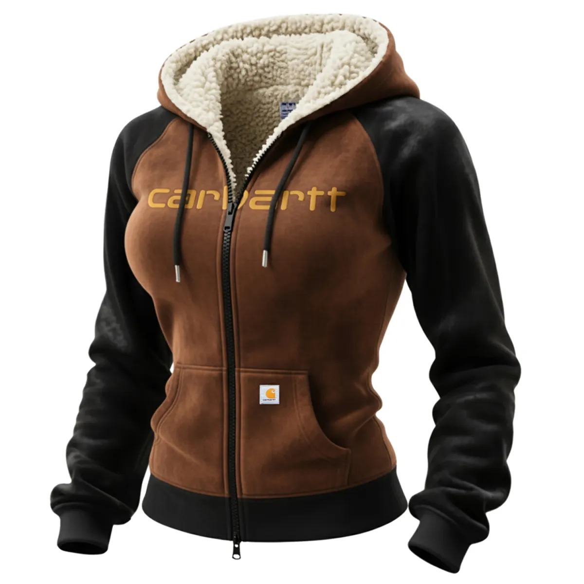 Carhartt Women's Casual Suede Thickened Zipper Cardigan Jacket Hooded Sweatshirt