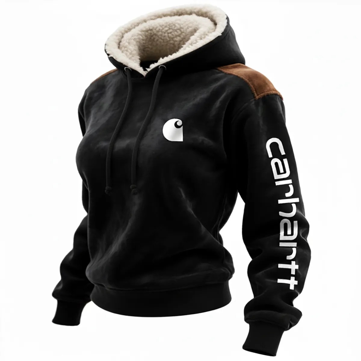 Women's Retro Western Suede Contrast Color Panel Hoodie