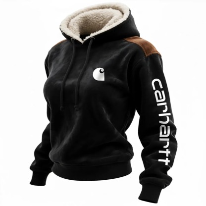 Women's Retro Western Suede Contrast Color Panel Hoodie